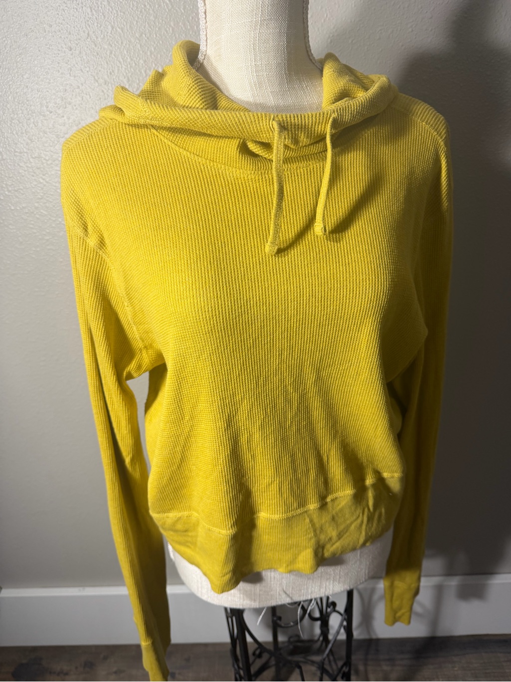 Prana Mustard Waffle-Knit Pullover